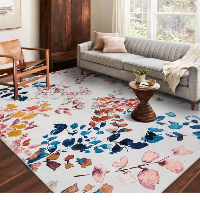 Phyllis Modern Area Rug 5’x7’, washable floral rug, non-slip, low pile, colorful accent rug with minor dirt marks on the corners”