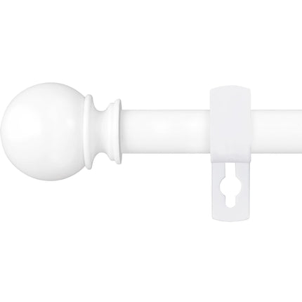  Poskena Adjustable White Curtain Rod 28-48 Inch, heavy duty, 5/8 inch diameter, new open box, classic round finials”