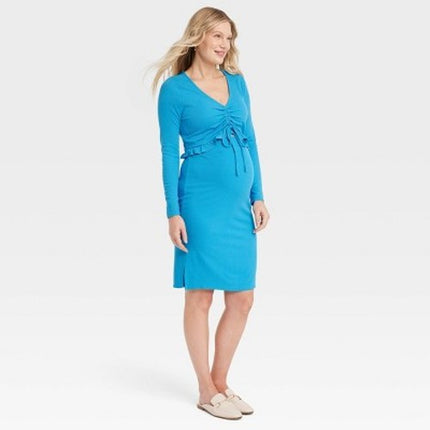 Cropped Ruffle Maternity Coordinate Set - Isabel Maternity New, Size XS-XXL Bright Blue Lounge Wear