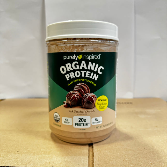 Purely Inspired Organic Protein Powder Rich Decadent Chocolate 1.25 lbs container, plant-based protein, USDA organic”