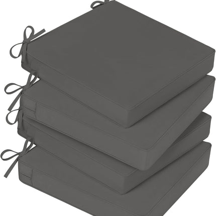 Qirroboni Outdoor Chair Cushions for Patio Furniture, Waterproof Seat Cushions Set of 4 with Ties and Handle, 19 x 19, Dark Grey - New Open Box