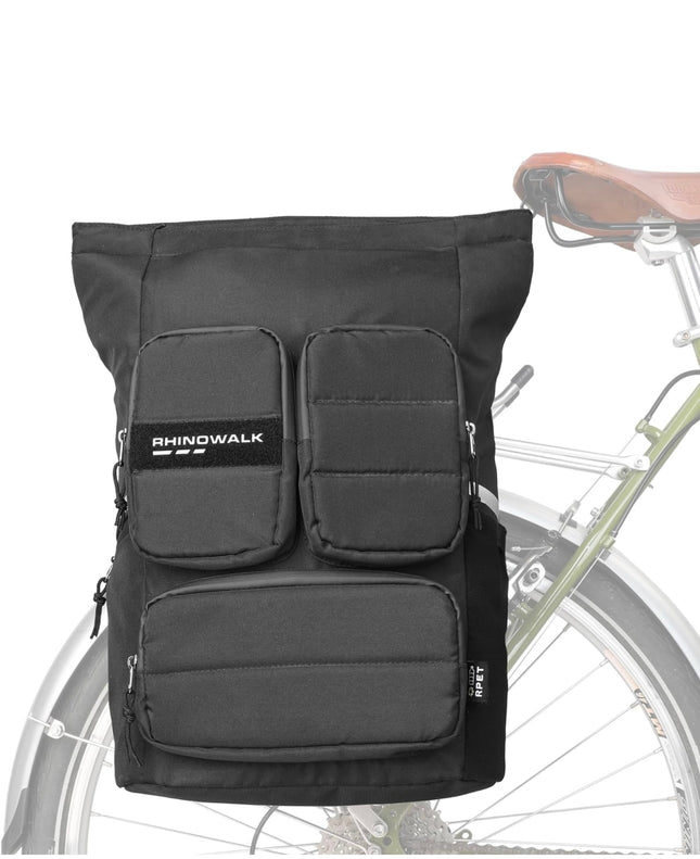  Rhinowalk Bike Pannier Bag Waterproof 22L, bicycle rear rack trunk bag, black, cycling bag”