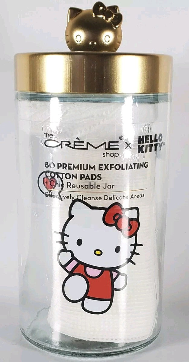 The Crème Shop x Hello Kitty Chic Reusable Glass Jar with Premium Soft Cotton Pads
