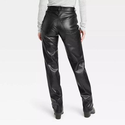 Women's High-Rise Leather 90's Straight Jeans - Universal Thread, Black, New, Size 00S