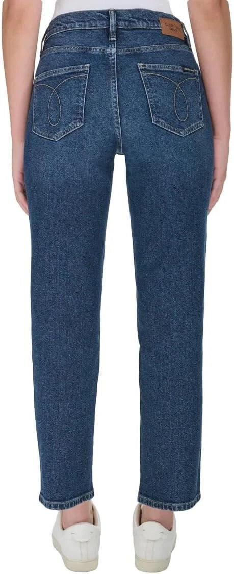 Calvin Klein Women’s High Rise Straight Leg Jeans Dark Blue Size 6 – New