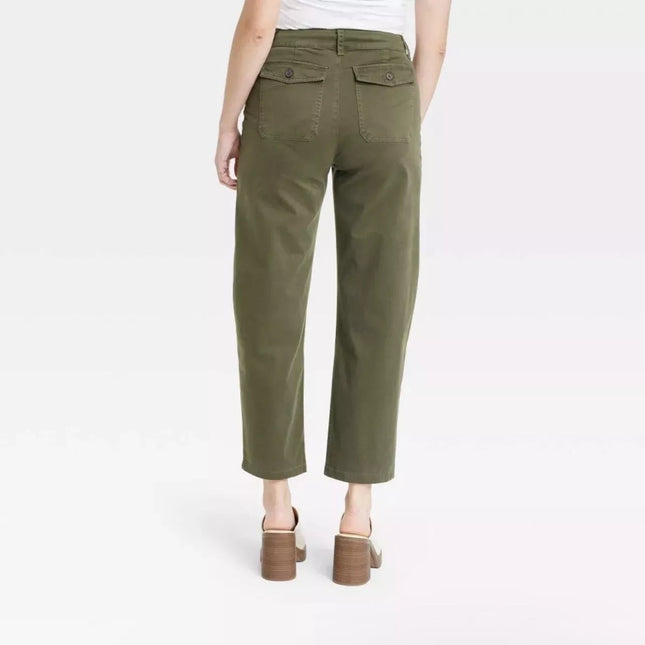 Women's Universal Thread High-Rise Barrel Leg Pants, Green, New, Size 4, 12, 17