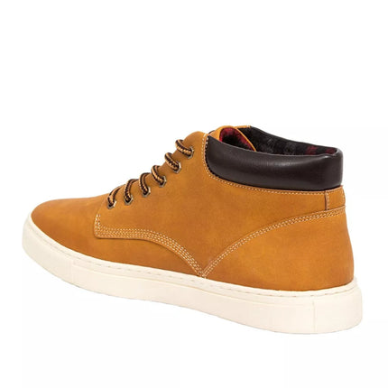 DEER STAGS Men's Warren Round Toe Platform Leather Boots, Beige, New, Size 10.5