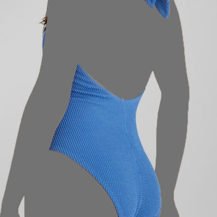 Veronica Beard Salis Ribbed One Piece Swimsuit Blue Size S New