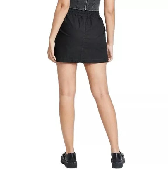 Women's Parachute Drawstring Waist Cargo Mini Skirt - Wild Fable™, New Without Tags, Black, Size L