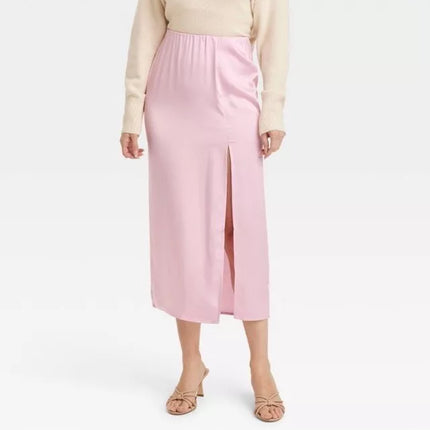 Women's A-Line Maxi Slip Skirt - A New Day™, New, With Imperfection Light Pink Satin, Size XS