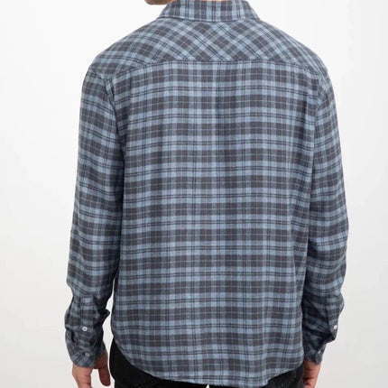 Rails Lennox Brushed Plaid Long Sleeve Flannel Shirt Ocean Melange Men's Size L New