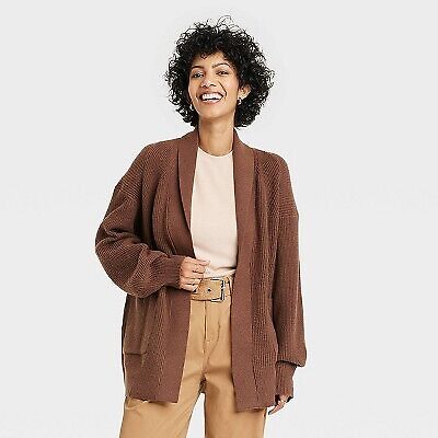 Women's Open Layering Cardigan - A New Day™, New, Brown, Size S, M, 4XL