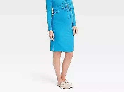 Isabel Maternity Blue Ribbed Skirt, New, Size- S,M,XXL