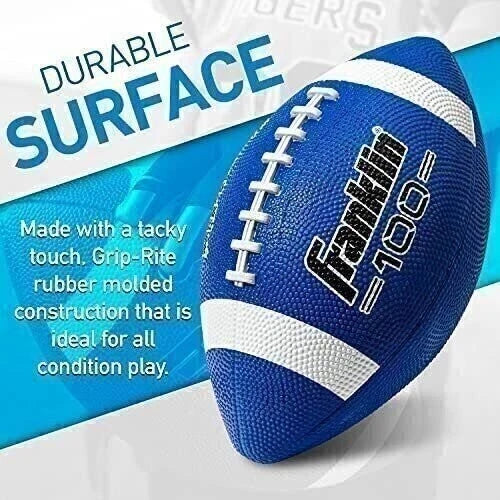 Franklin Sports American Football Rubber Ball for Kids Blue/White