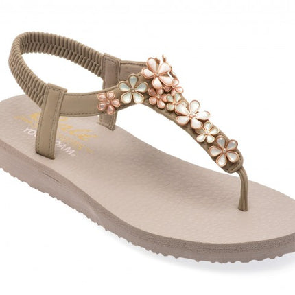 Skechers Women's Meditation Embellished Thong Sandals, Grey, New, Size 10