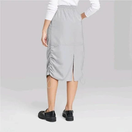 Women's Utility Midi Skirt - Wild Fable, New, Light Gray, Size XL