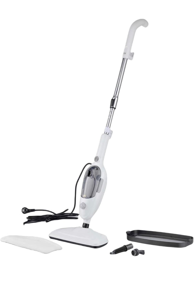 Simwal Steam Mop Cleaner for laminate, hardwood, tiles, and carpet, pet-friendly steamer with accessories”
