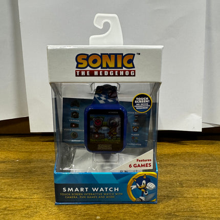 Sonic the Hedgehog Smartwatch in packaging, featuring touch screen and 6 games.