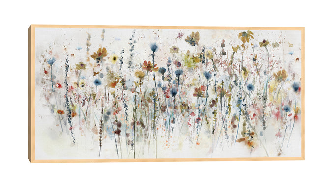 “Studio Arts Signature Collection Floral Canvas Art, wildflower watercolor painting, light wood frame, home decor.”