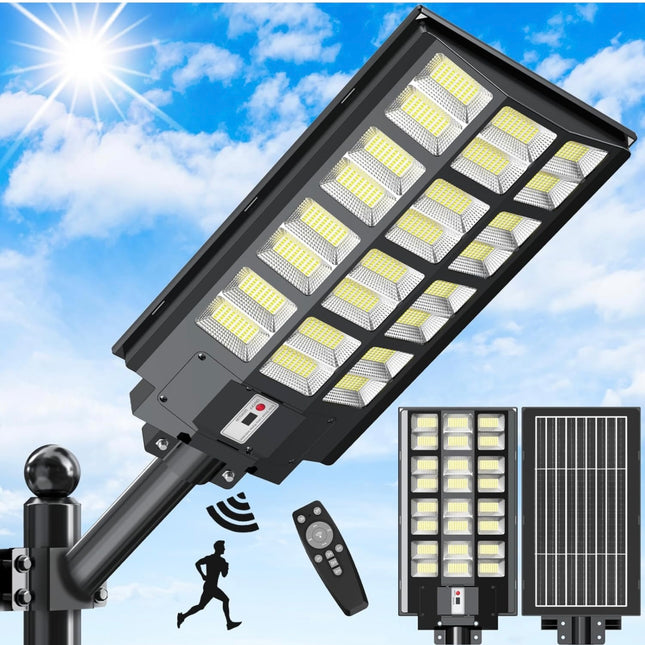 “TENKOO Solar Street Lights, 3600W, LED, motion sensor, waterproof, new open box”