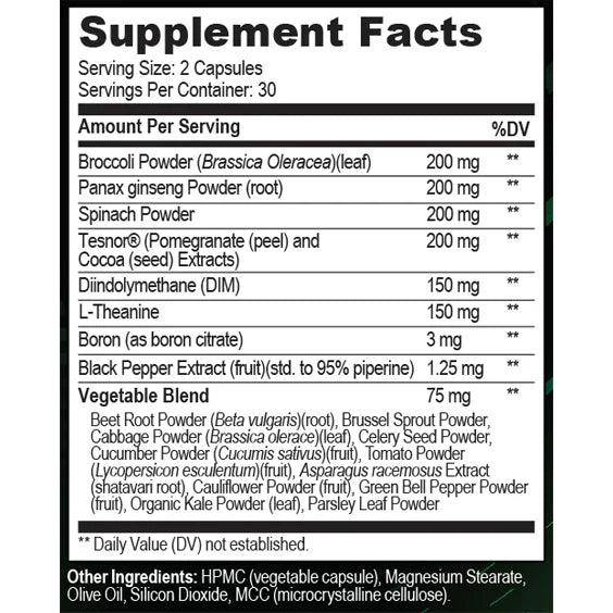 Live Anabolic - TestoGreens Max - Men’s Daily Greens Capsule Supplement - 30 Count
