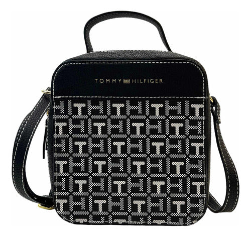 Tommy Hilfiger Women’s Monogram Small Crossbody Bag, Black, New with Tags”