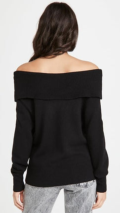 Paige Women's Izabella Sweater Shoulder-Baring Black Size L New