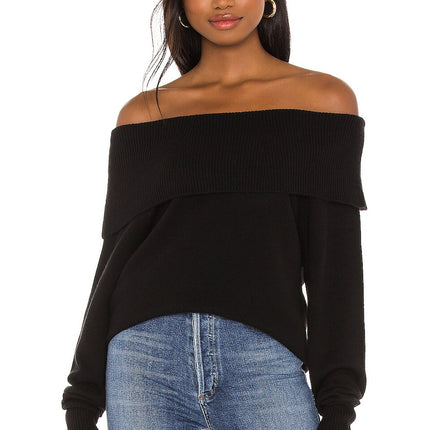 Paige Women's Izabella Sweater Shoulder-Baring Black Size L New