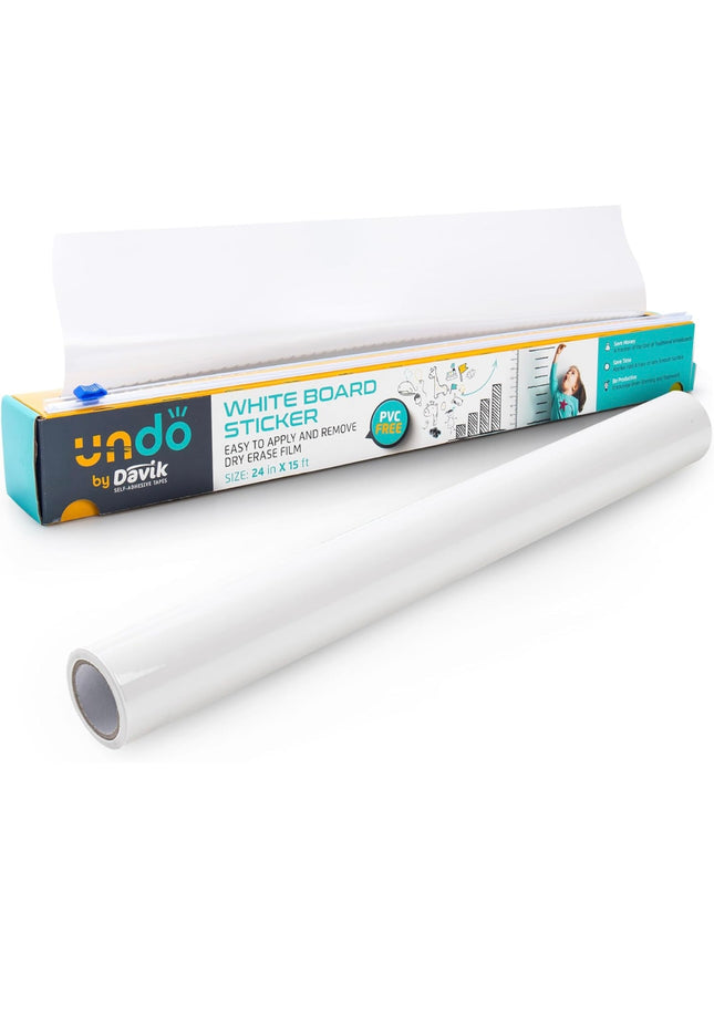 Undo by Davik white board sticker, 24 inches by 15 feet, PVC-free, easy to apply and remove”