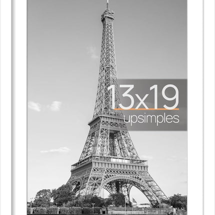 “upsimple 13x19 white picture frame, versatile wall hanging photo frame, elegant home décor”
