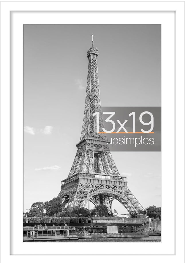 “upsimple 13x19 white picture frame, versatile wall hanging photo frame, elegant home décor”