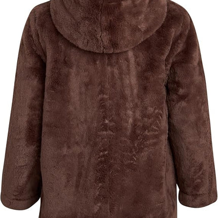 URBAN REPUBLIC Girls' Jacket Plush Teddy Coat with Hood Brown Size L (14-16) New