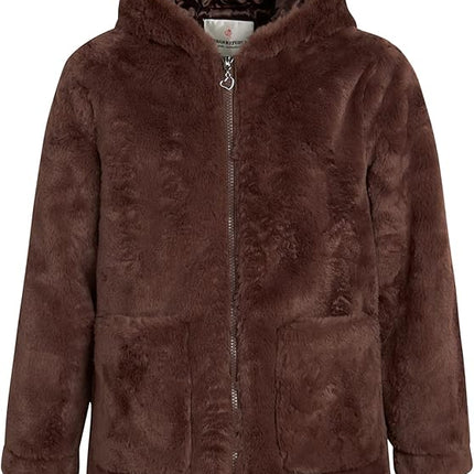 URBAN REPUBLIC Girls' Jacket Plush Teddy Coat with Hood Brown Size L (14-16) New