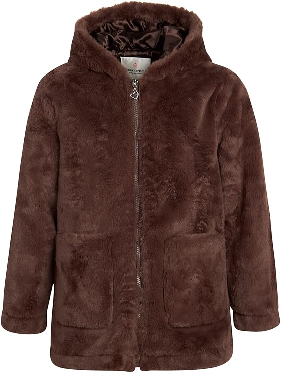 URBAN REPUBLIC Girls' Jacket Plush Teddy Coat with Hood Brown Size L (14-16) New