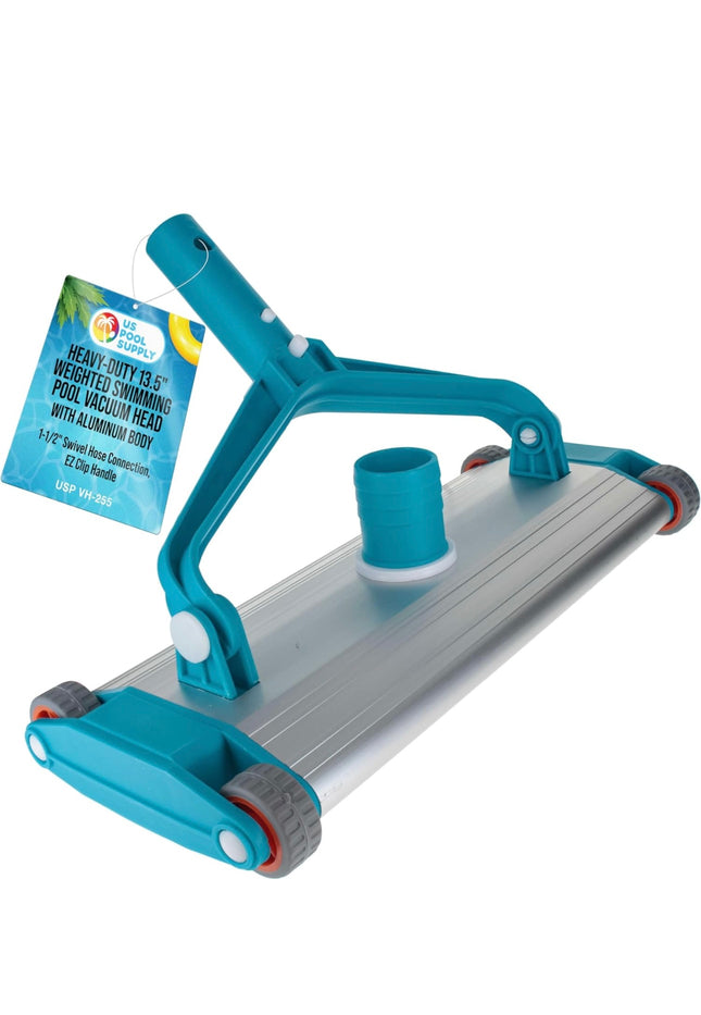 U.S. Pool Supply Heavy-Duty 13.5 Inch Weighted Swimming Pool Vacuum Head, aluminum body, 1.5 inch swivel hose connection”