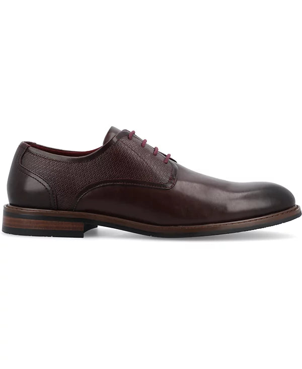 Vance Co. Men's Kendon Tru Comfort Foam Plain Toe Lace-Up Derby Shoes - New - Bordeaux - Size 9.5