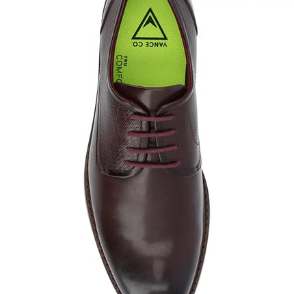 Vance Co. Men's Kendon Tru Comfort Foam Plain Toe Lace-Up Derby Shoes - New - Bordeaux - Size 9.5