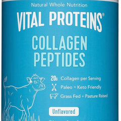 “Vital Proteins Natural Whole Nutrition Collagen Peptides, 24 oz, unflavored, supports skin, hair, nails, and joints”