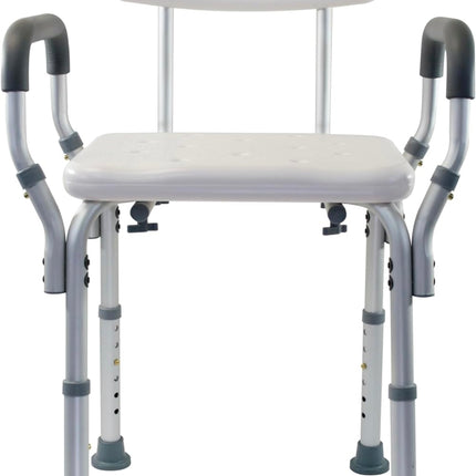  Vive Shower Chair with Arms and Back, medical bath transfer bench, adjustable height, non-slip safety, padded armrests”
