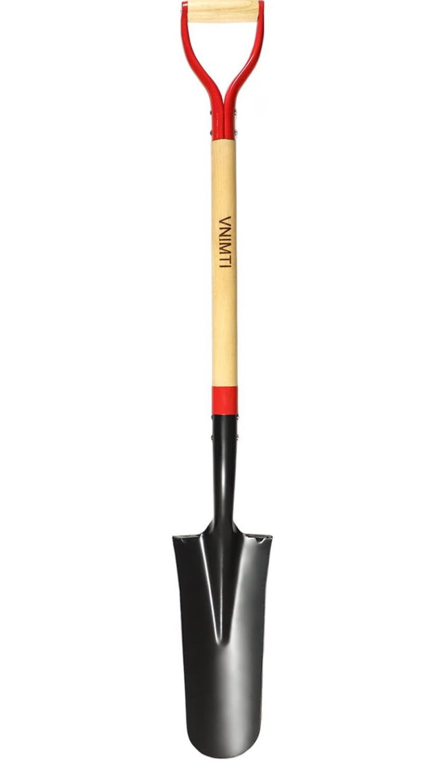 VNIMTI Spade Shovel, 45-inch, steel D-grip, wooden handle, sharp shooter design”