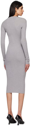 SKIMS Sheer Modal Long Sleeve Maxi Dress Gray Size XS New