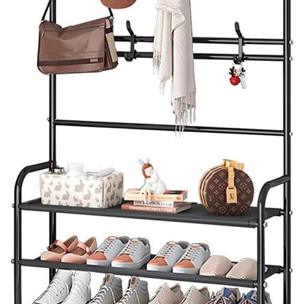 WECRON Shoe Rack Coat Rack Freestanding 4 Tier, black finish, open box new”
