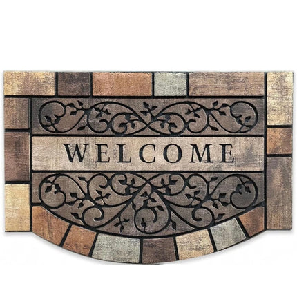  “Welcome doormat, heavy-duty rubber backing, 36x24 inches, durable outdoor mat, elegant design”