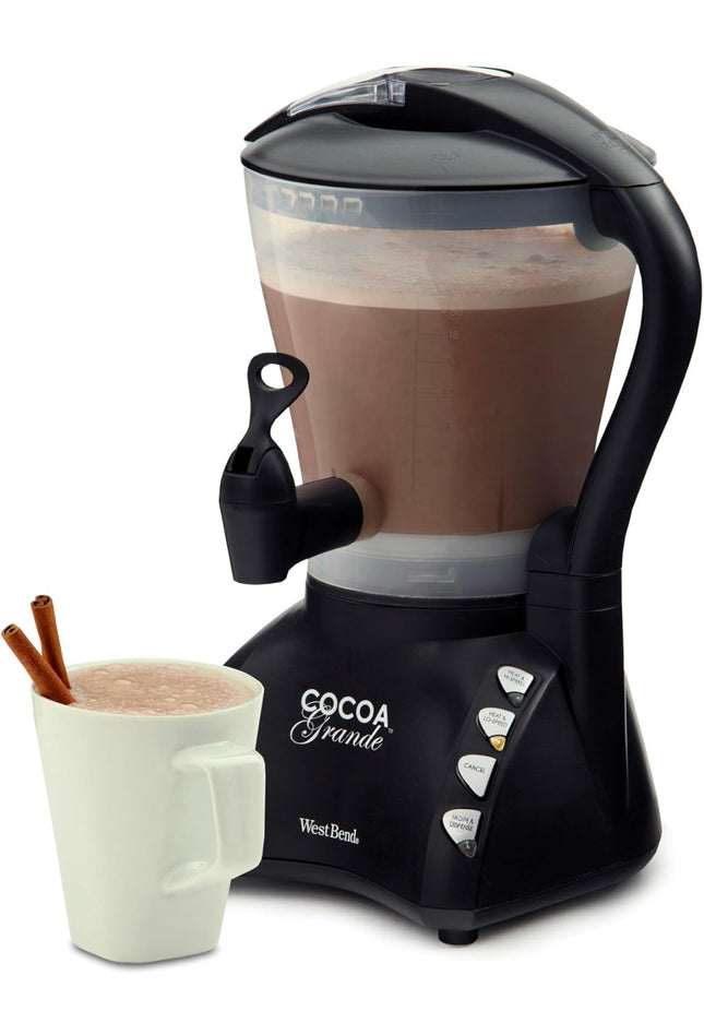 “West Bend Cocoa Grande Drink Maker, 60-ounce capacity, versatile hot beverage maker, black finish”

