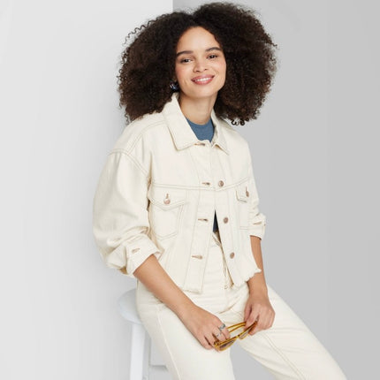 Wild Fable cropped denim jacket in size M, new without tag, MSRP $35.