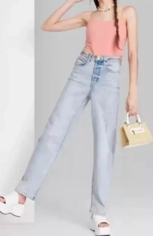 Women’s High-Rise Straight Jeans by Wild Fable, new, size 4, light wash
