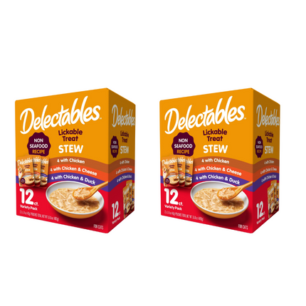 Hartz Delectables Stew Non-Seafood Lickable Wet Cat Treats Variety Pack - 24 Count (2 Packs of 12), New