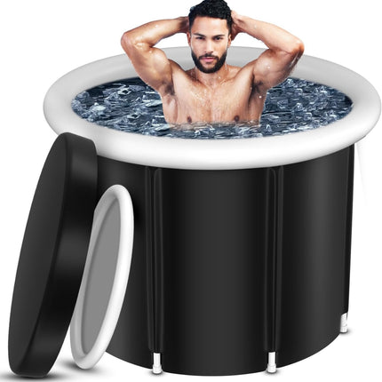 “XL Portable Ice Bath with Cover, 110-gallon cold plunge tub, inflatable and foldable design”